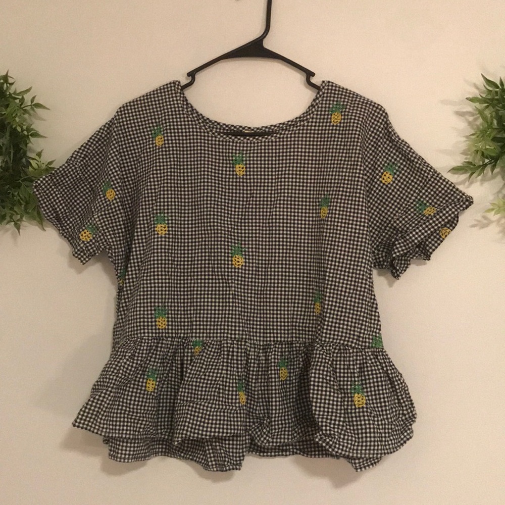 Gingham embroidered shirt